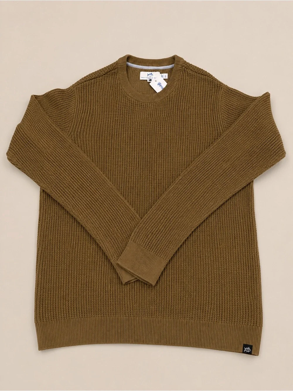 NWT Southern Tide Men’s Large Brown Waffle Knit Crewneck Sweater